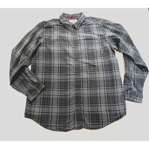 Columbia Mens L Blue Plaid Button Up Shirt Outdoor Hiking Fishing Long Sleeve
